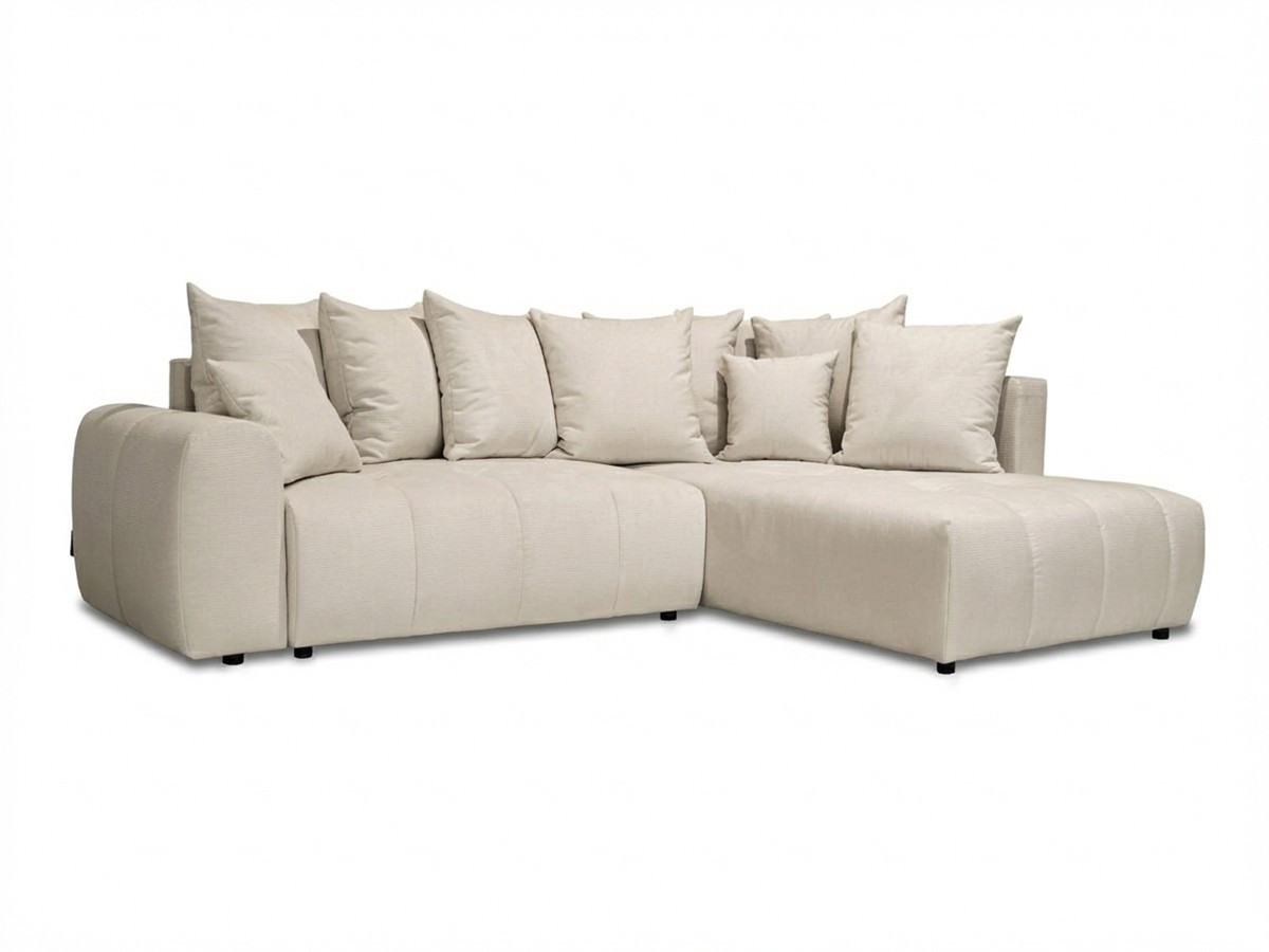 Canapé d'angle L convertible coffre ROXELANE chiné beige — vue 6