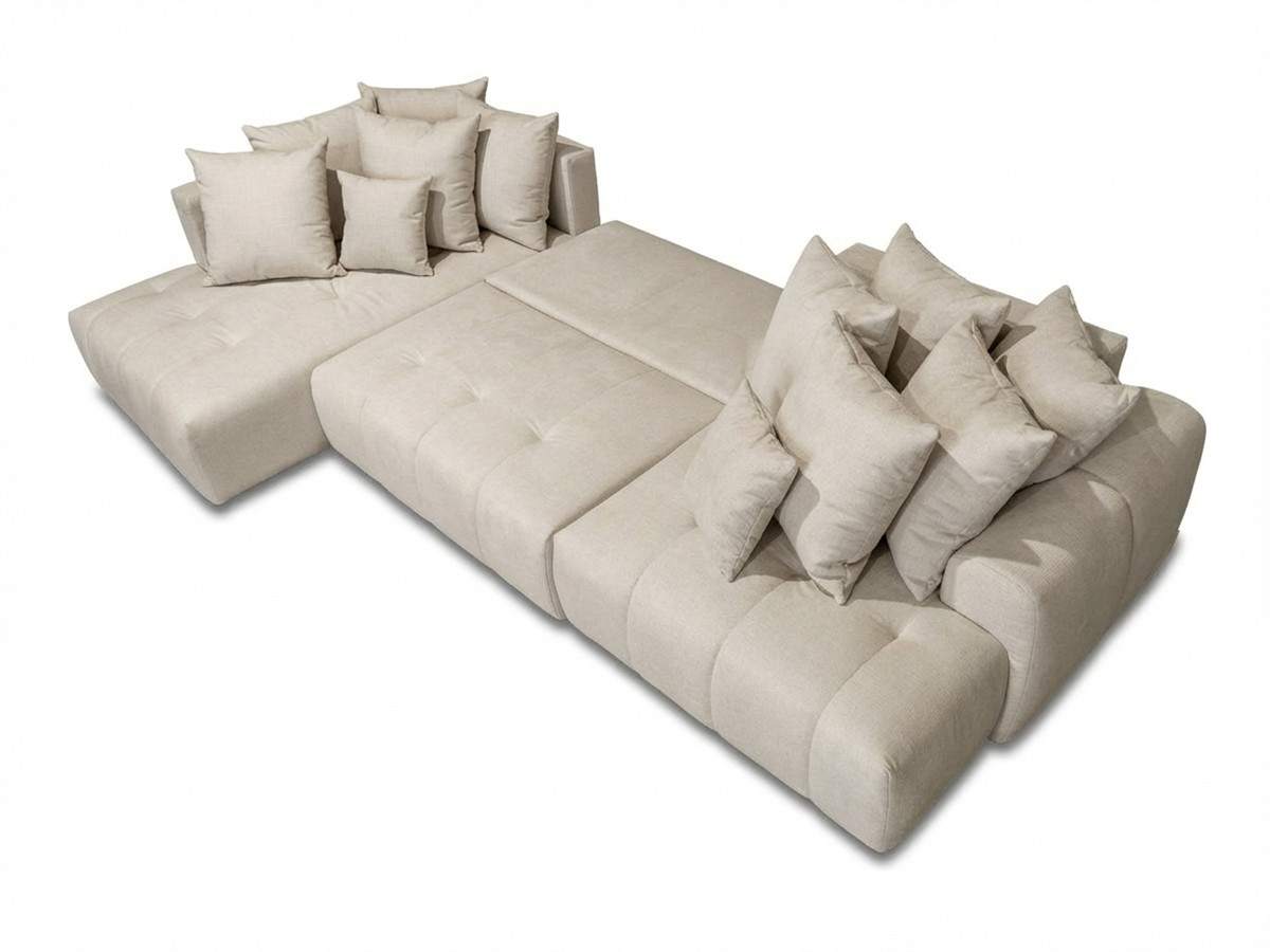 U-vormige panoramische slaapbank ROXELANE in gemêleerde stof