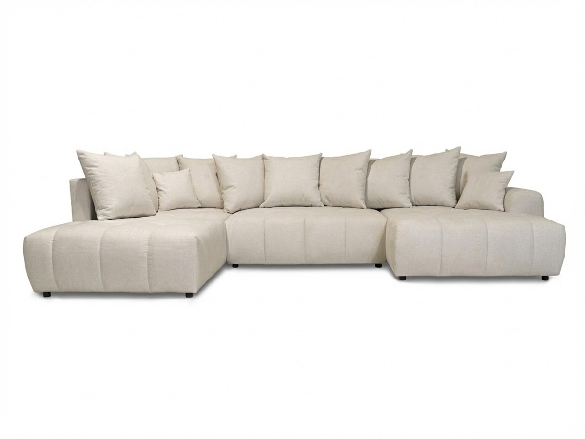 Canapé panoramique convertible ROXELANE chiné beige — vue 3