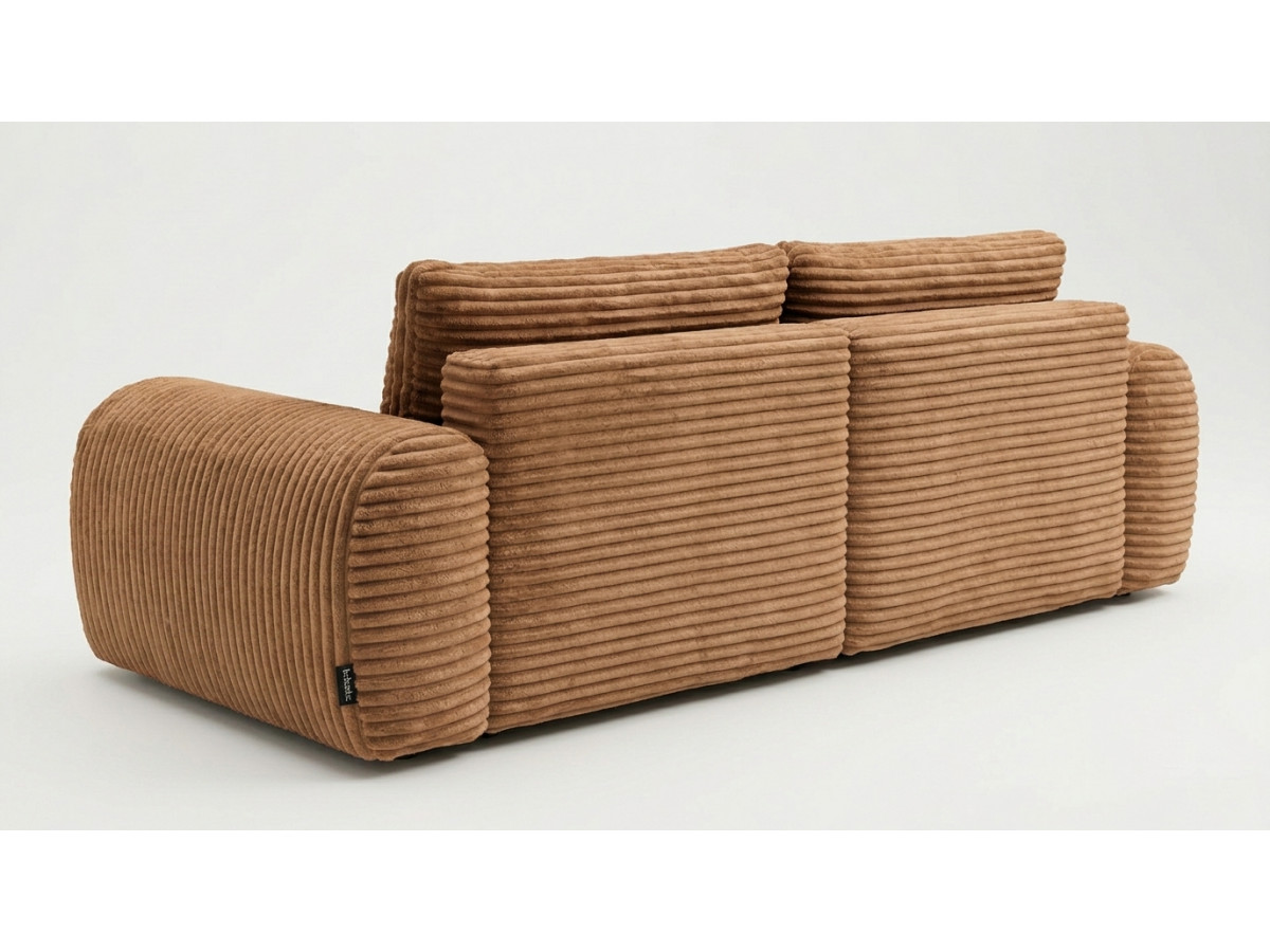 Canapé d'angle compact convertible coffre LUCIEN gros côtelé doux