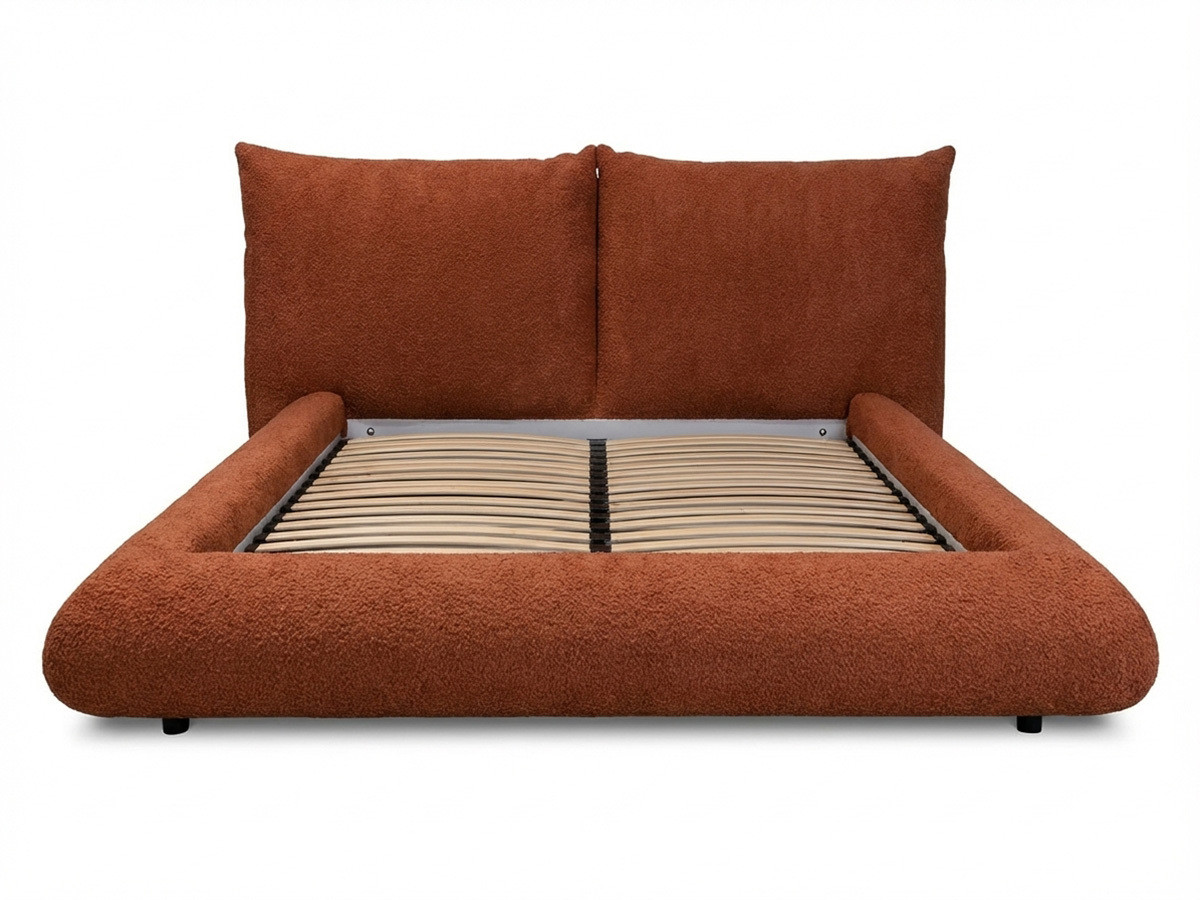 Laag bed JADEN in bouclé stof