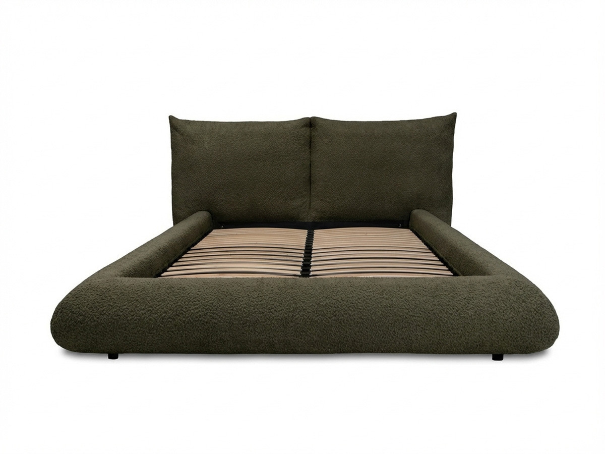 Laag bed JADEN in bouclé stof