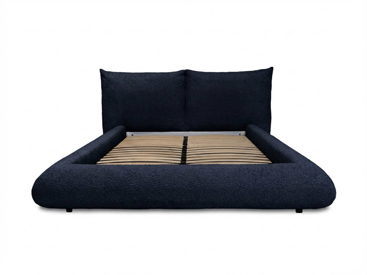 Laag bed JADEN in bouclé stof