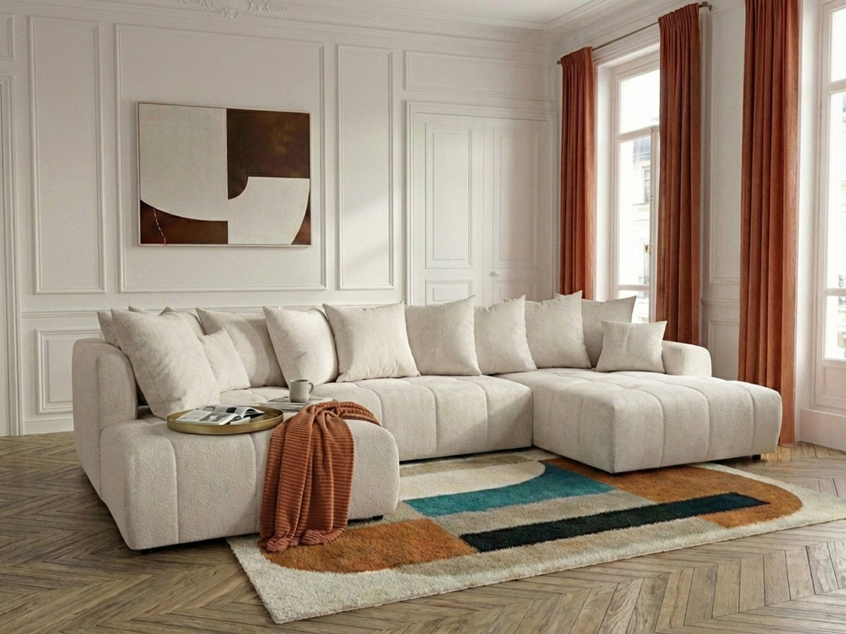 Canapé panoramique convertible ROXELANE tissu chiné