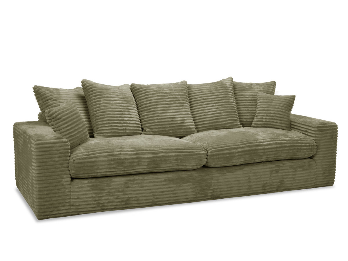 Canapé droit 3 places NEVADA gros côtelé doux vert — vue 6
