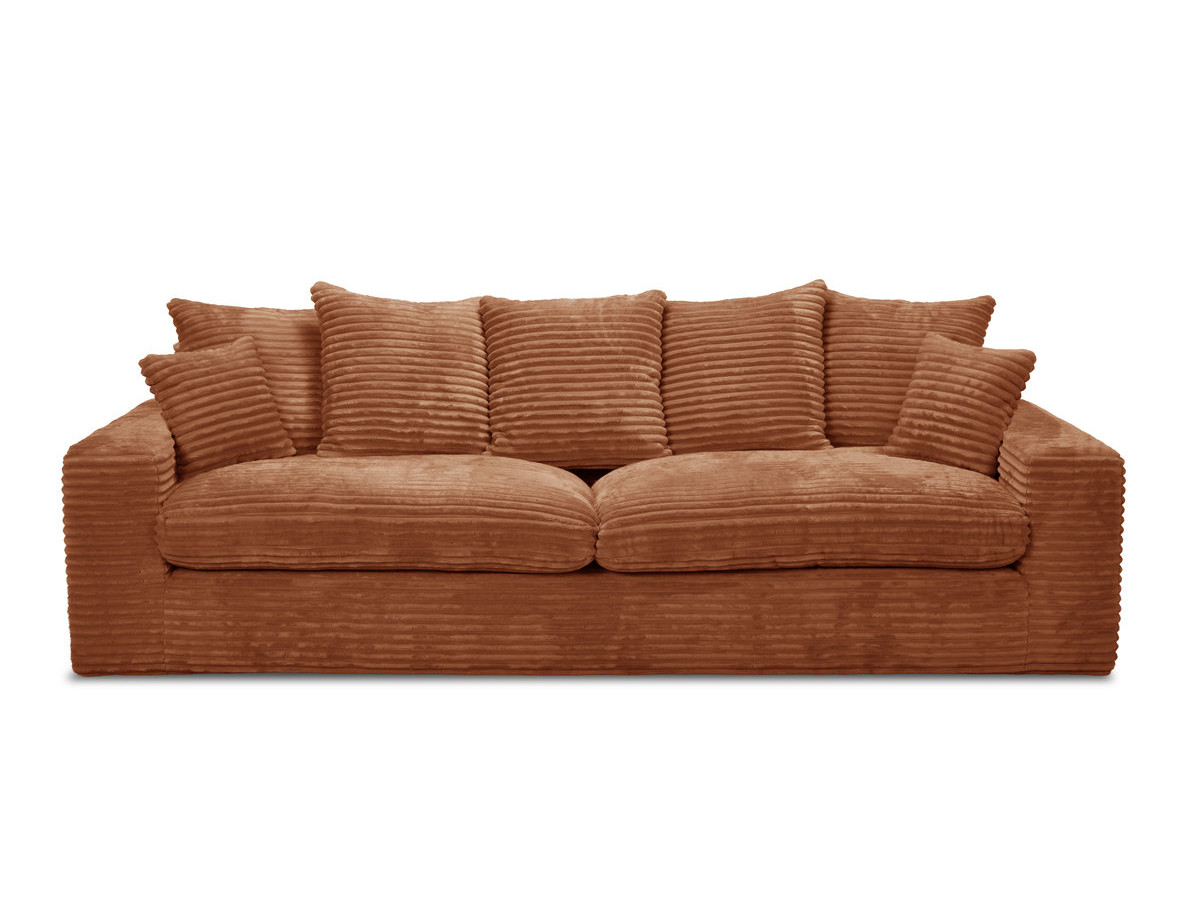 Canapé droit 3 places NEVADA gros côtelé doux orange — vue 3