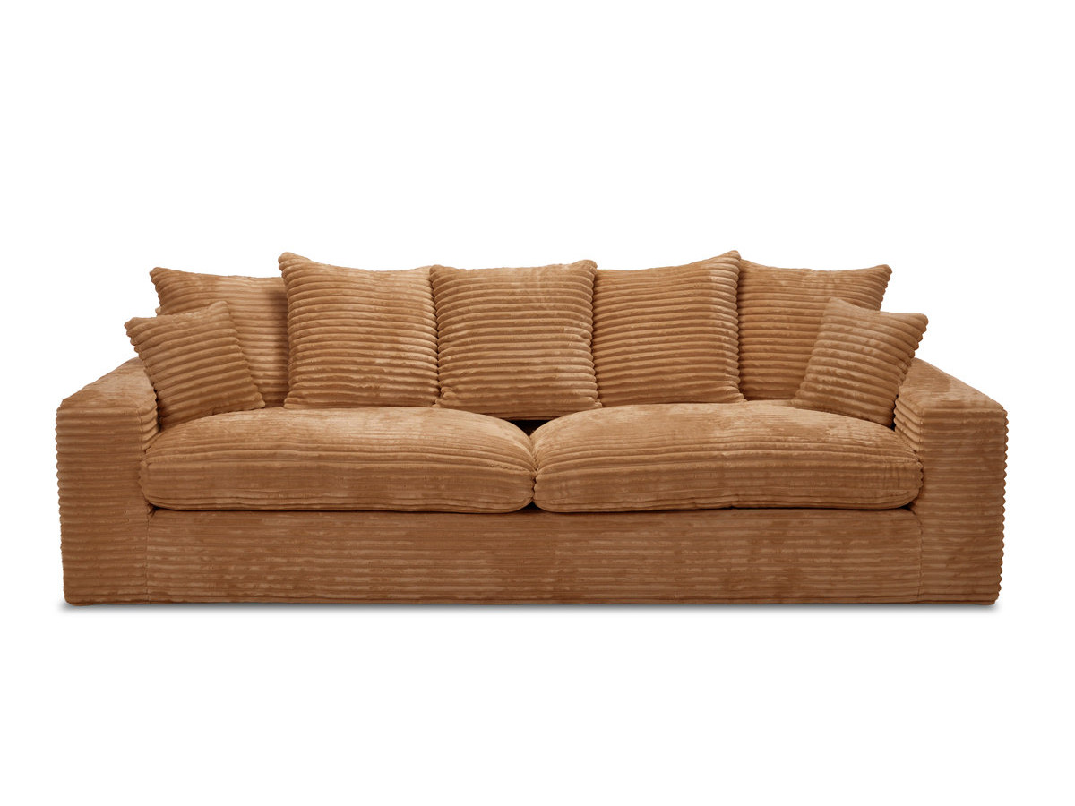 Canapé droit 3 places NEVADA gros côtelé doux ocre — vue 3