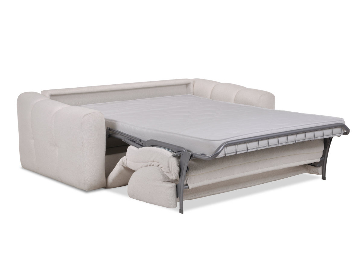 Canapé droit convertible 3 places BRADLEY bouclette blanc — vue 6