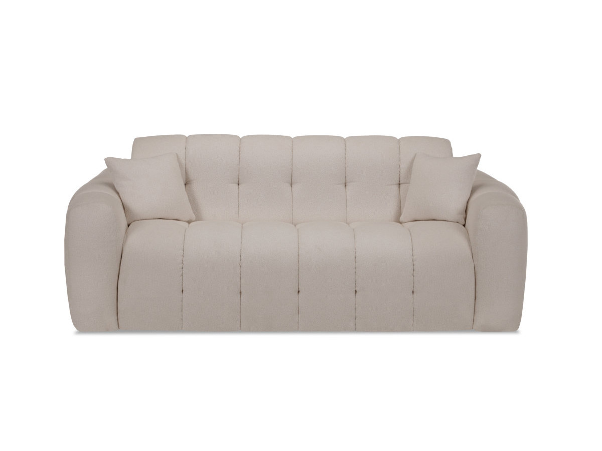 Canapé droit convertible 3 places BRADLEY bouclette beige — vue 3