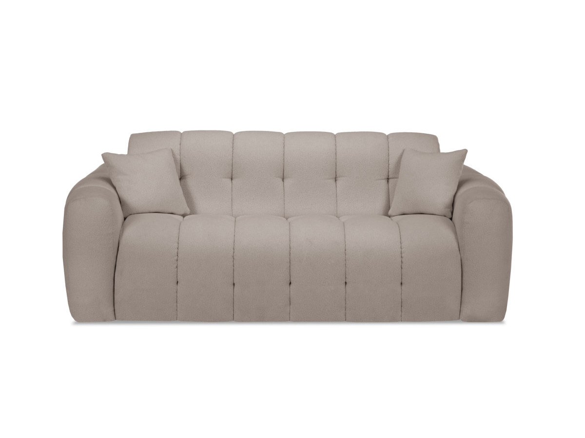 Canapé droit convertible 3 places BRADLEY bouclette taupe — vue 3