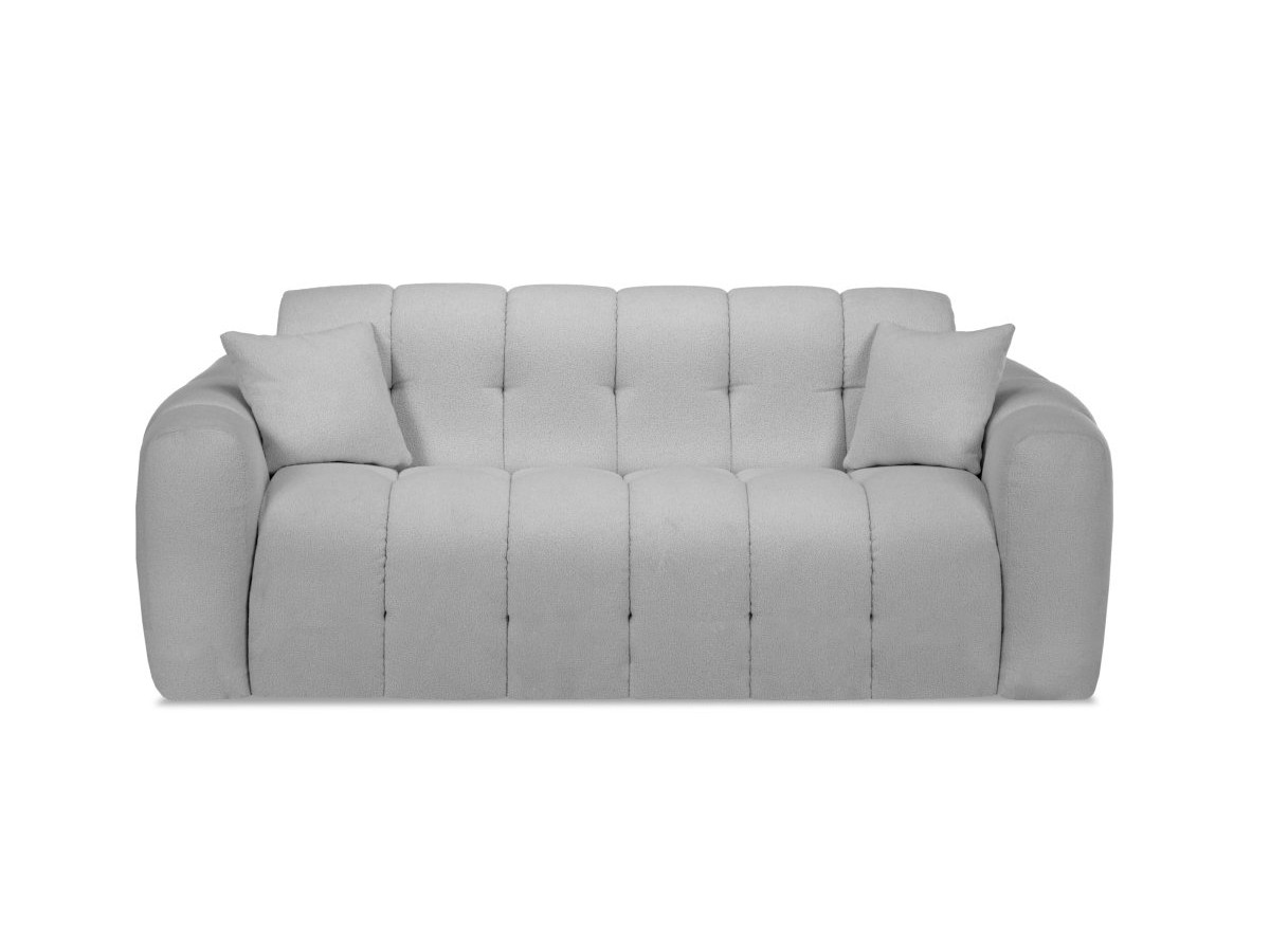 Canapé droit convertible 3 places BRADLEY bouclette gris clair — vue 3