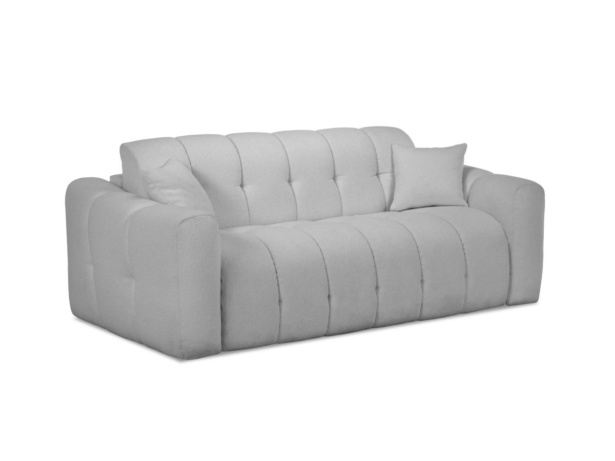 Canapé droit convertible 3 places BRADLEY bouclette gris clair — vue 5