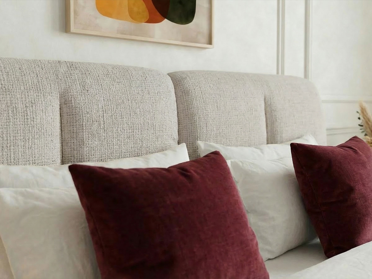 Lit bas FARO chenille beige — vue 4