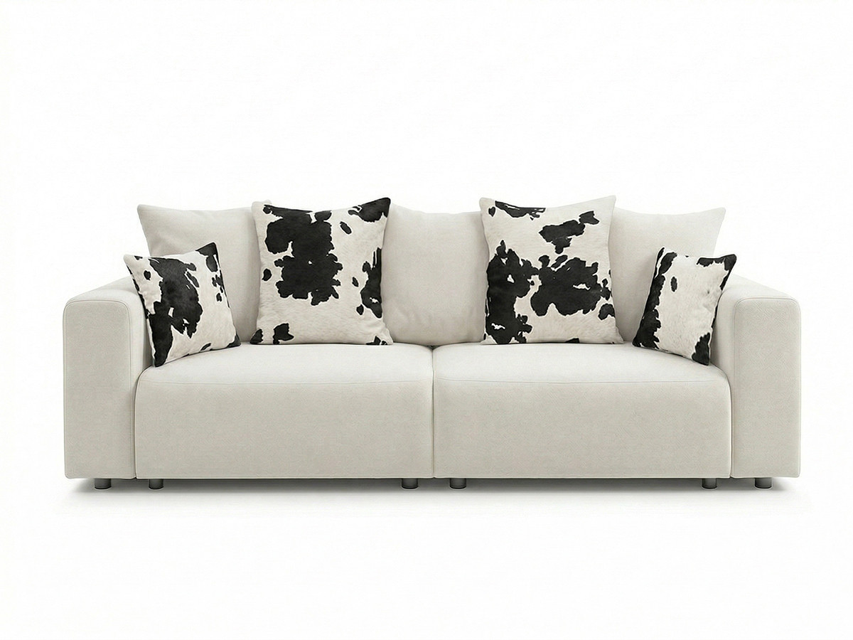 Canapé droit convertible SIDONIE avec coussins à motif vache — vue 3