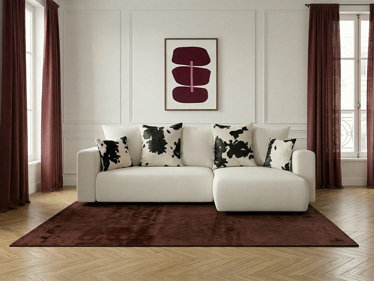 Canapé d'angle convertible réversible coffre SIDONIE avec coussins à motif vache — vue 5