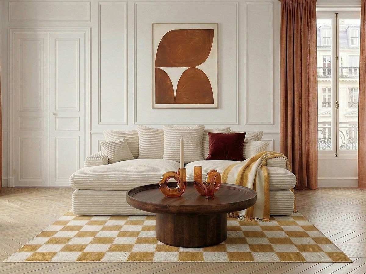 Canapé loveseat NEVADA gros côtelé doux