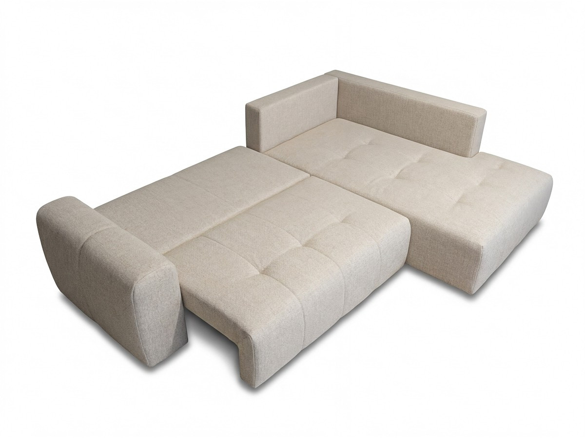 L-vormige slaapbank ROXELANE met opbergruimte in gemêleerde stof