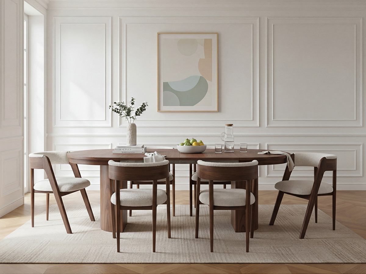 Table à manger extensible 100 à 200 cm PRADO placage chêne massif