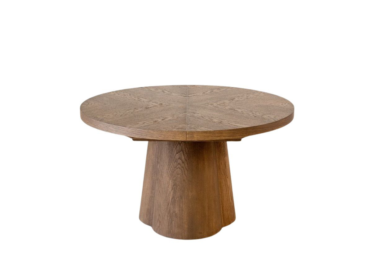 Ensemble SUGITON avec table à manger ronde extensible 130 à 180 cm + lot de chaises BASTIDE placage chêne marron foncé — vue 3