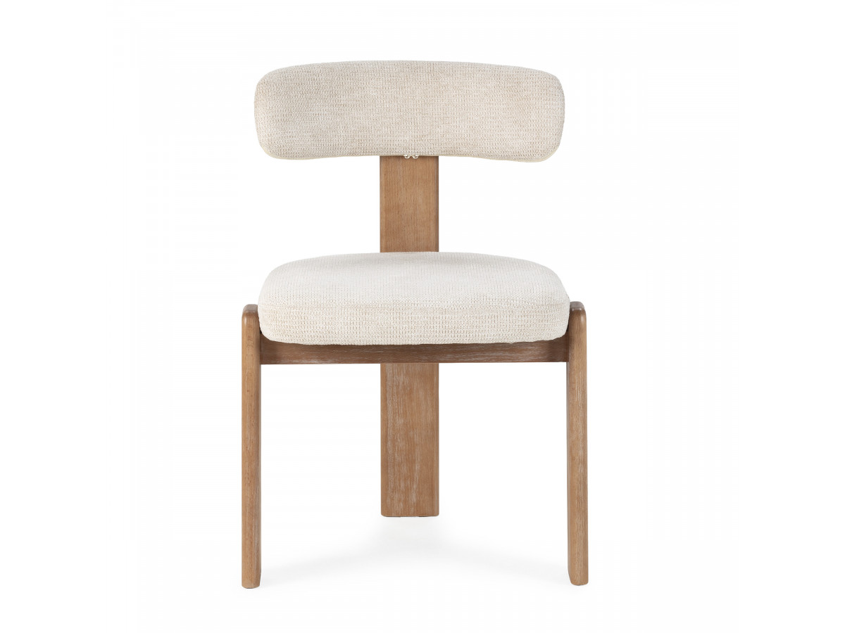MARIN set eettafel 220 cm in eikenkleur + TANYA stoelen in massief eiken en textuurstof