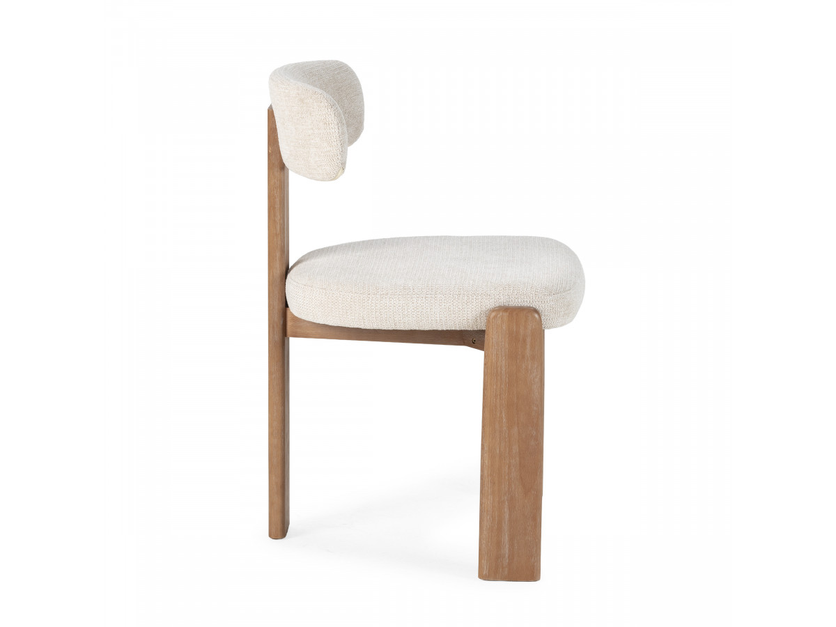 MARIN set eettafel 220 cm in eikenkleur + TANYA stoelen in massief eiken en textuurstof