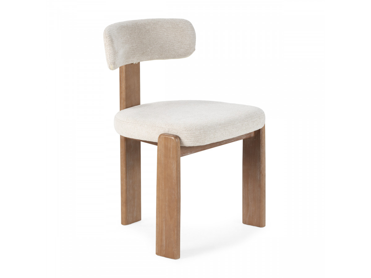 MARIN set eettafel 220 cm in eikenkleur + TANYA stoelen in massief eiken en textuurstof