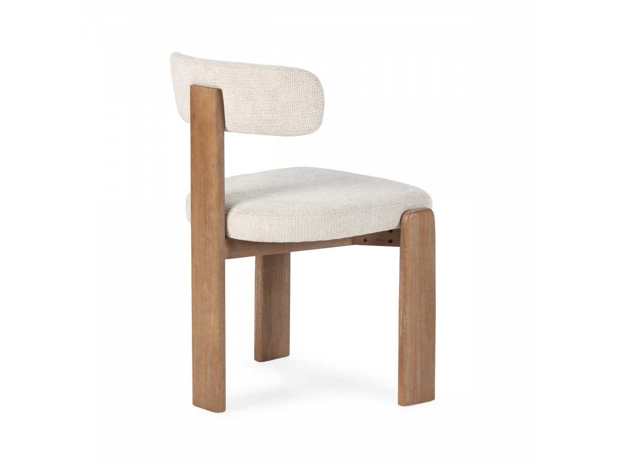 MARIN set eettafel 220 cm in eikenkleur + TANYA stoelen in massief eiken en textuurstof
