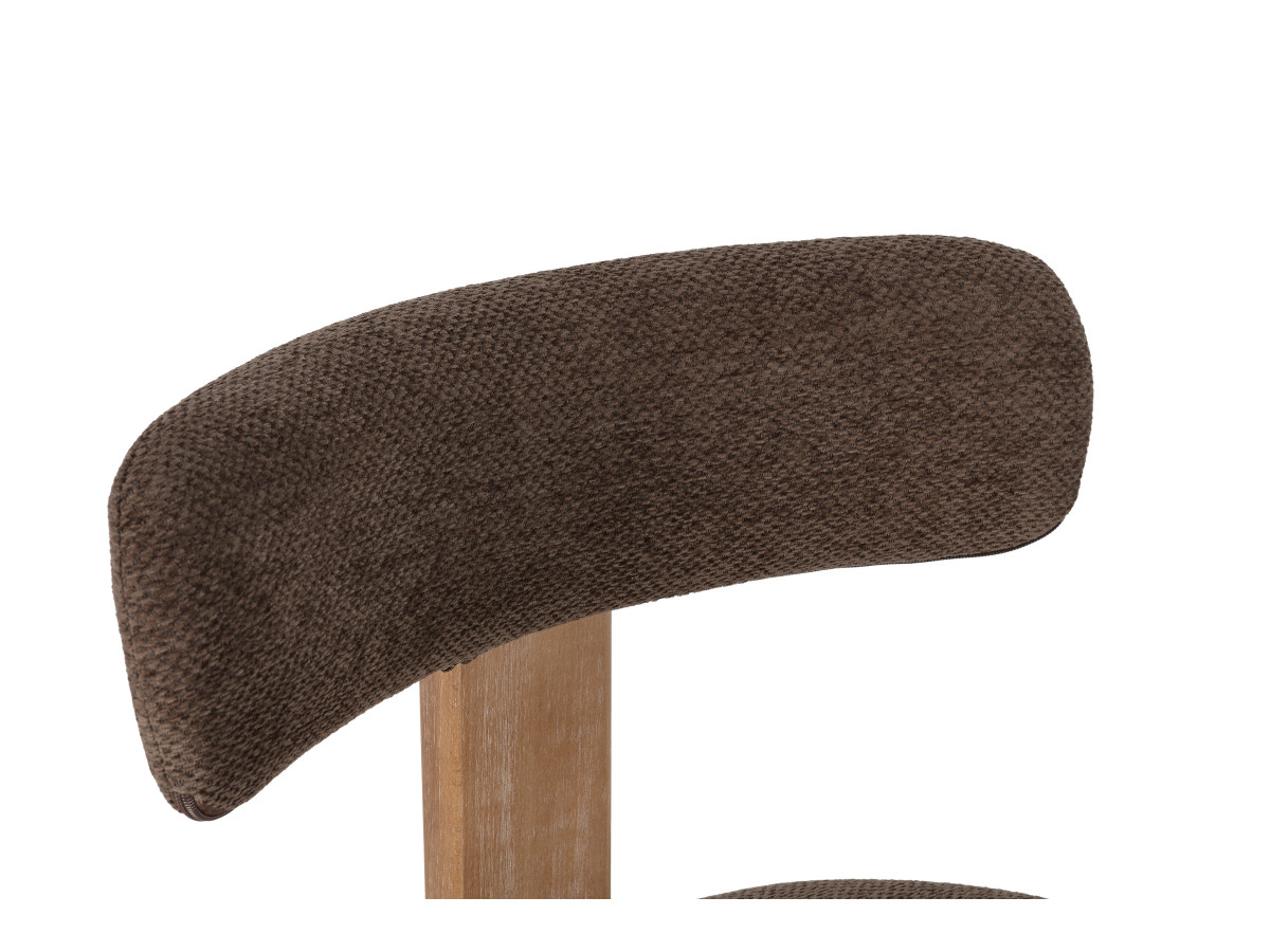 MARIN set eettafel 220 cm in eikenkleur + TANYA stoelen in massief eiken en textuurstof