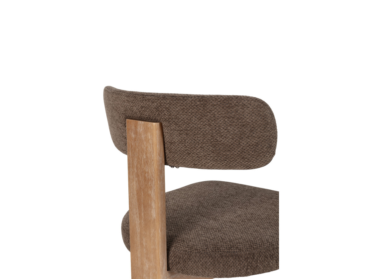 MARIN set eettafel 220 cm in eikenkleur + TANYA stoelen in massief eiken en textuurstof