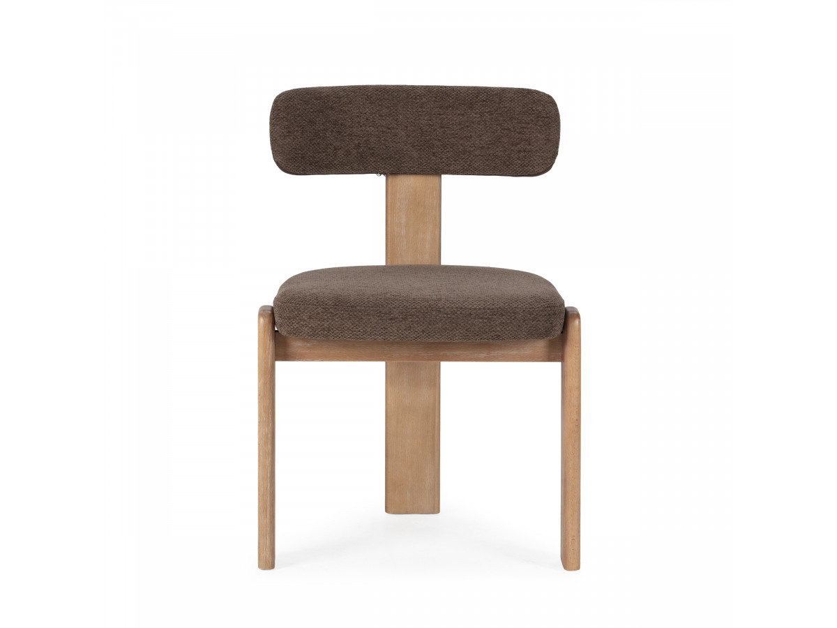 MARIN set eettafel 220 cm in eikenkleur + TANYA stoelen in massief eiken en textuurstof