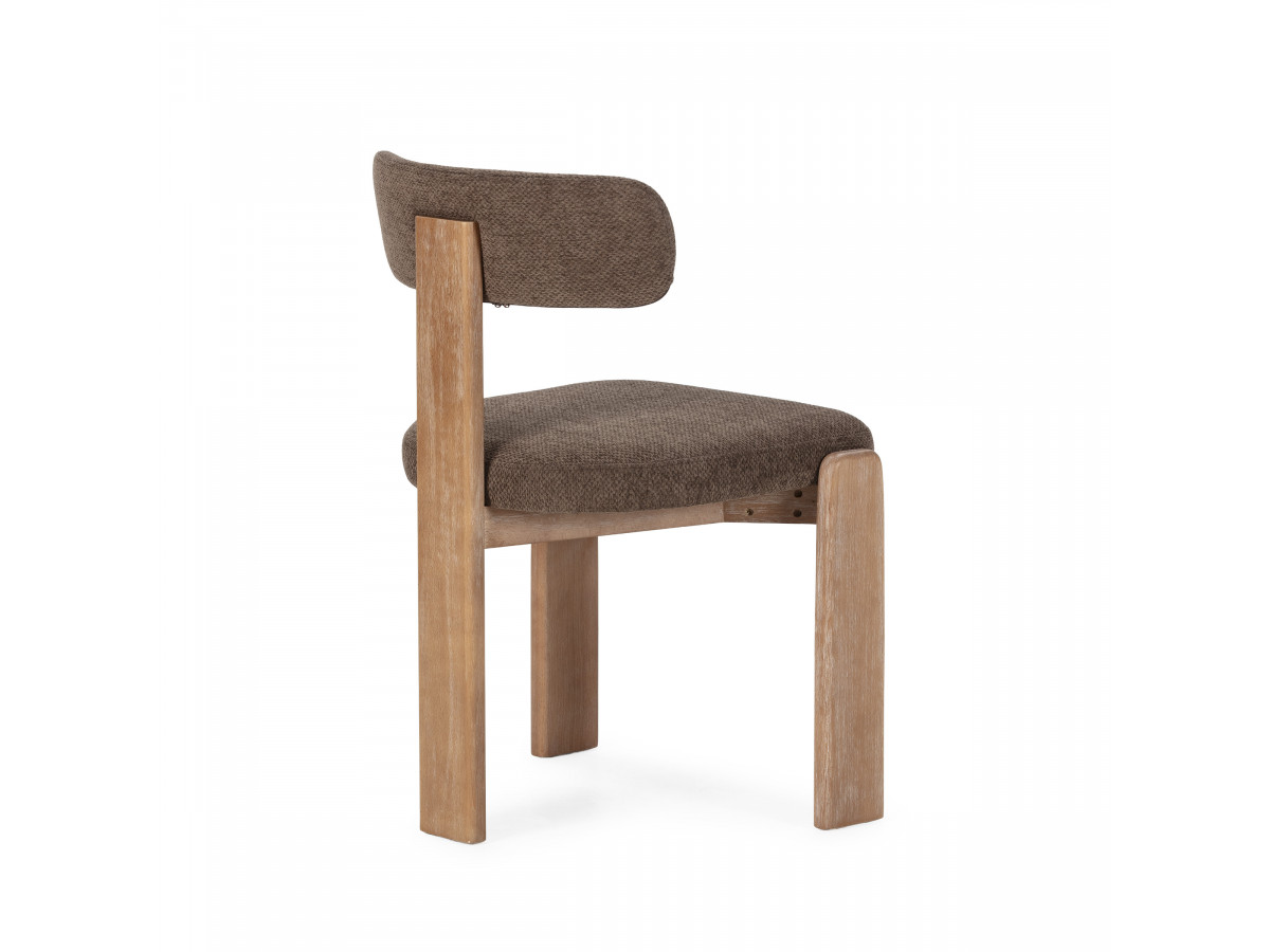 MARIN set eettafel 220 cm in eikenkleur + TANYA stoelen in massief eiken en textuurstof