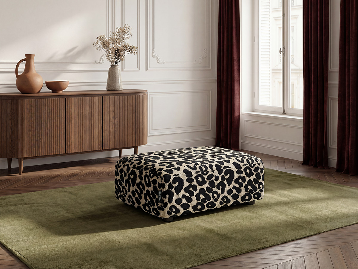 Pouf SIDONIE motif léopard