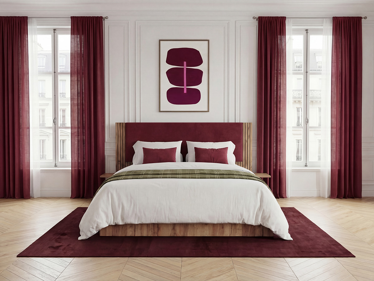 Lit coffre LIOR avec chevets intégrés rouge