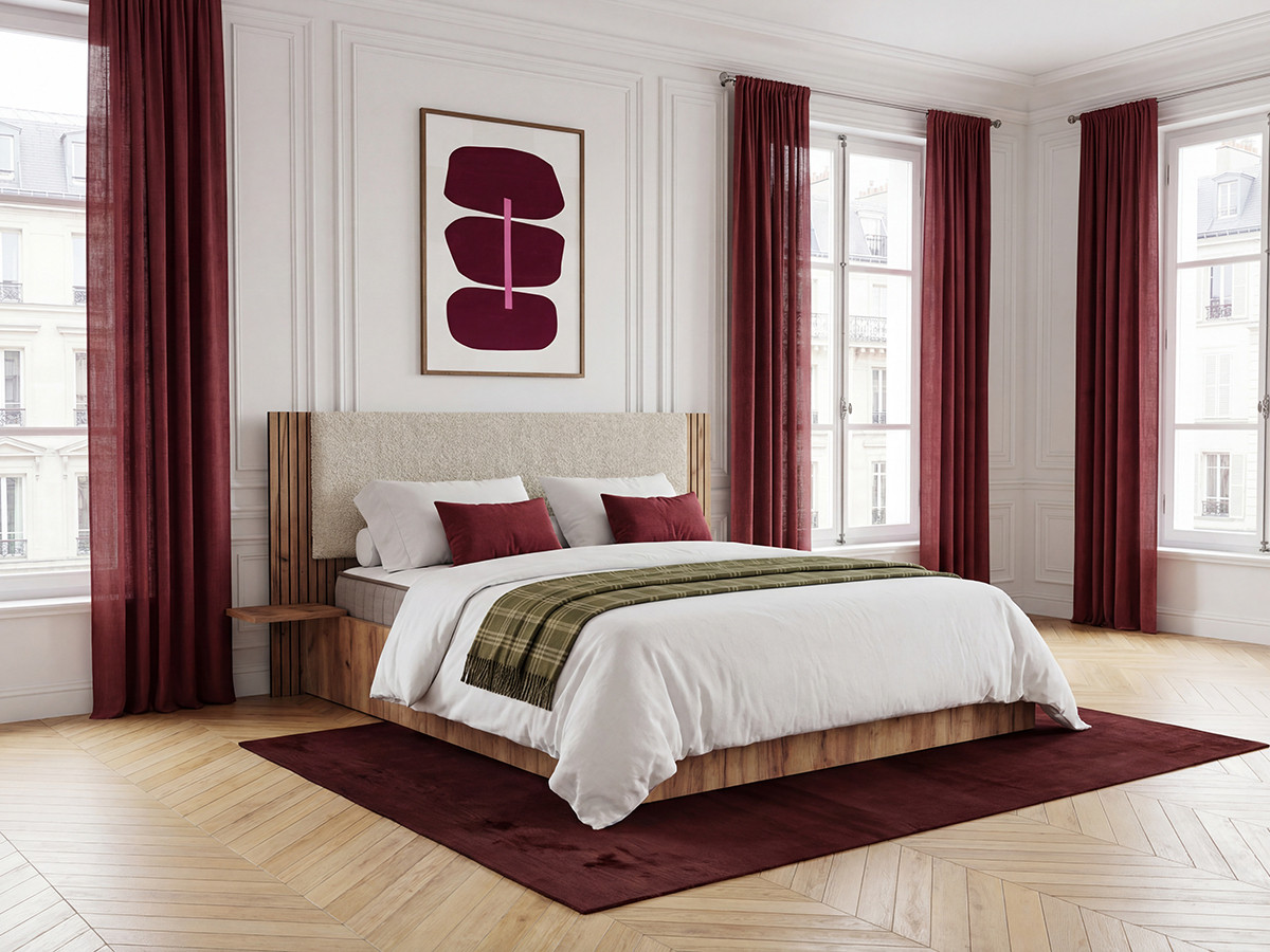 Lit coffre LIOR avec chevets intégrés beige — vue 5