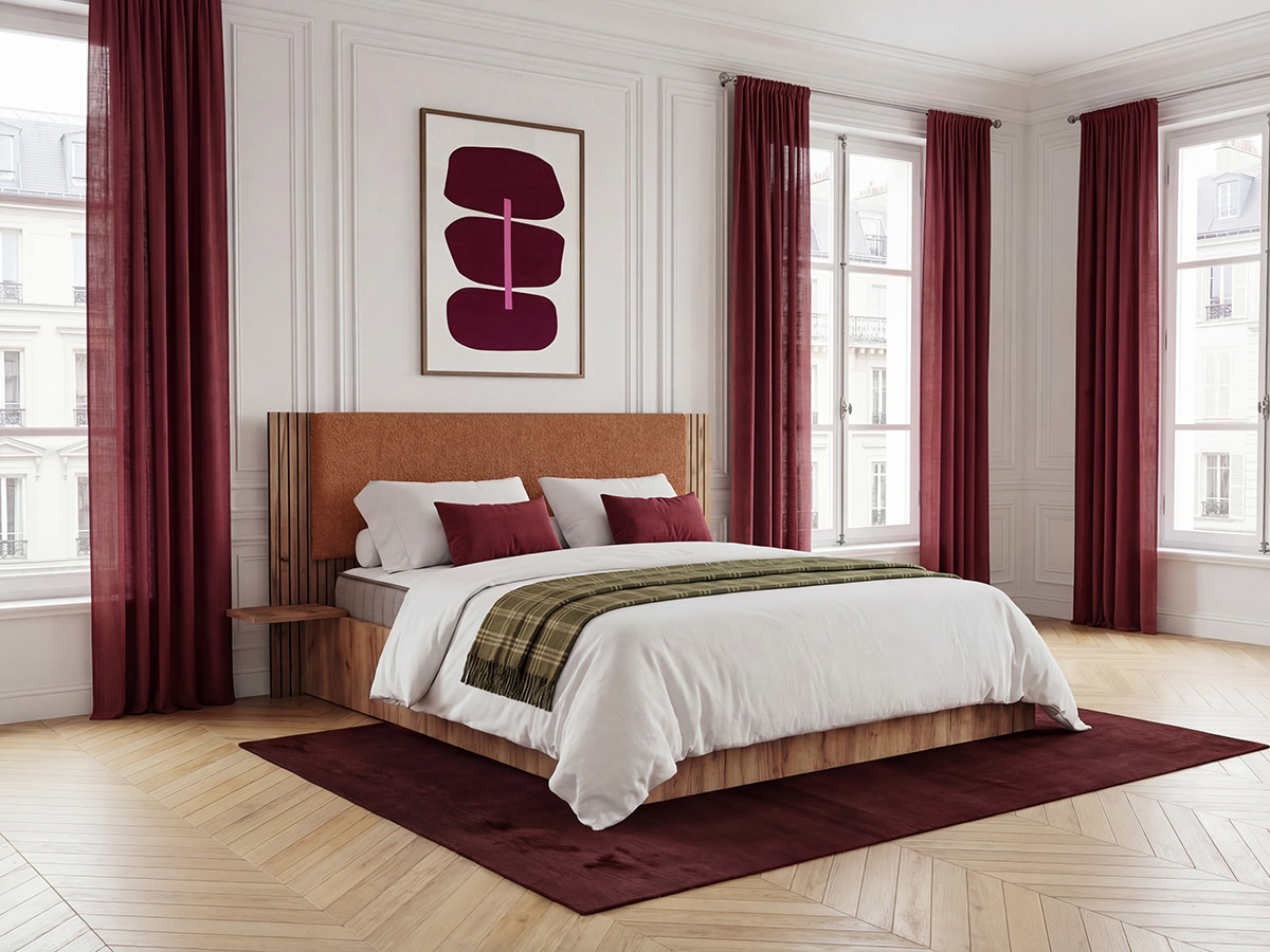 Lit coffre LIOR avec chevets intégrés orange — vue 5