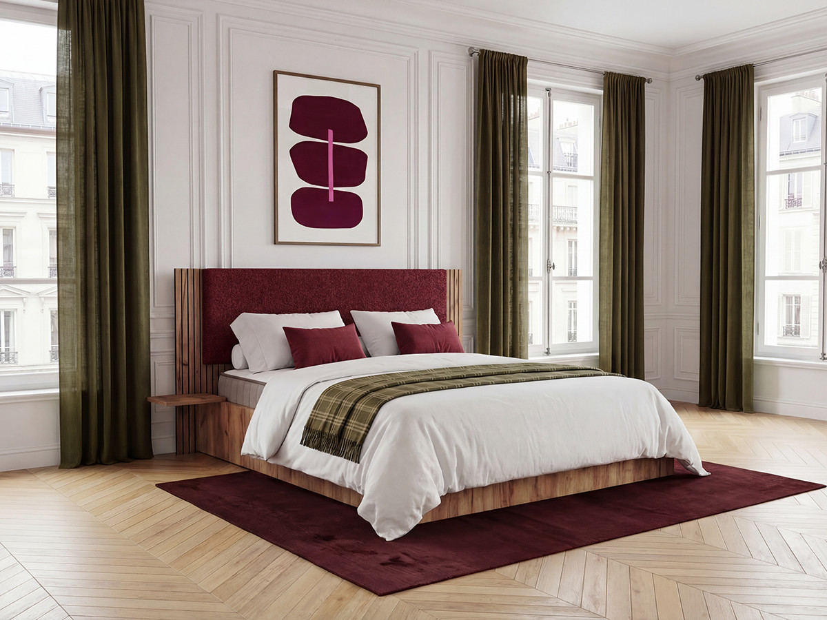 Lit coffre LIOR avec chevets intégrés rouge — vue 5