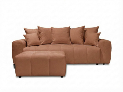 Canapé 3 places convertible ROXELANE tissu chiné avec pouf