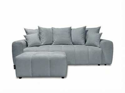 Canapé 3 places convertible ROXELANE tissu chiné avec pouf