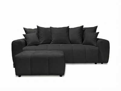 Canapé 3 places convertible ROXELANE tissu chiné avec pouf