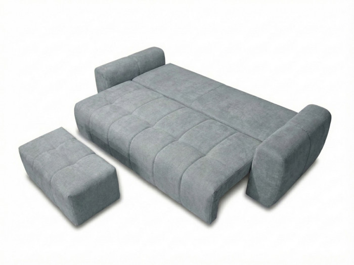 Canapé 3 places convertible ROXELANE tissu chiné avec pouf