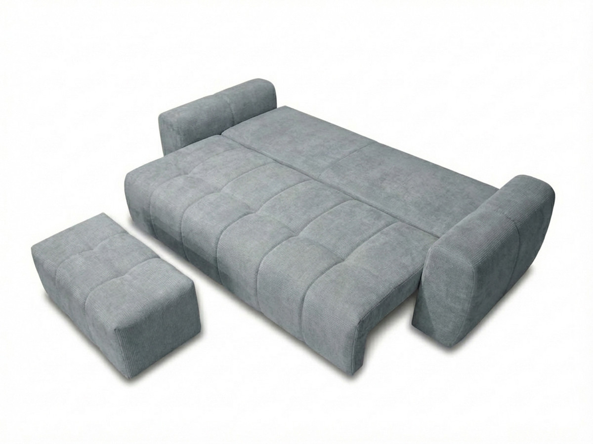 Canapé 3 places convertible ROXELANE chiné avec pouf gris clair — vue 5
