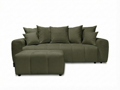 Canapé 3 places convertible ROXELANE tissu chiné avec pouf