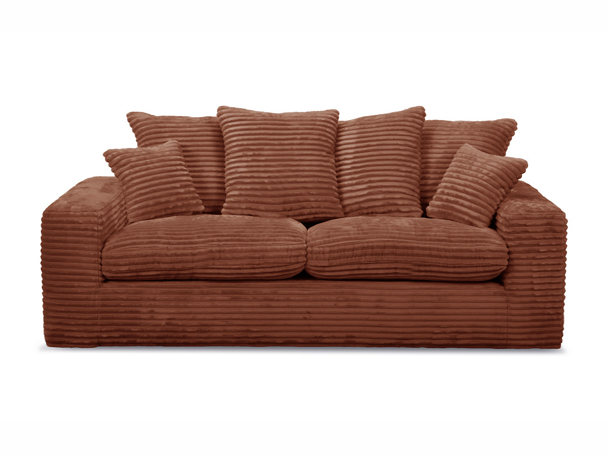 Canapé droit 2 places NEVADA gros côtelé doux orange — vue 3