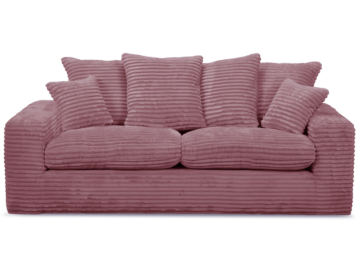 Canapé droit 2 places NEVADA gros côtelé doux rose — vue 3