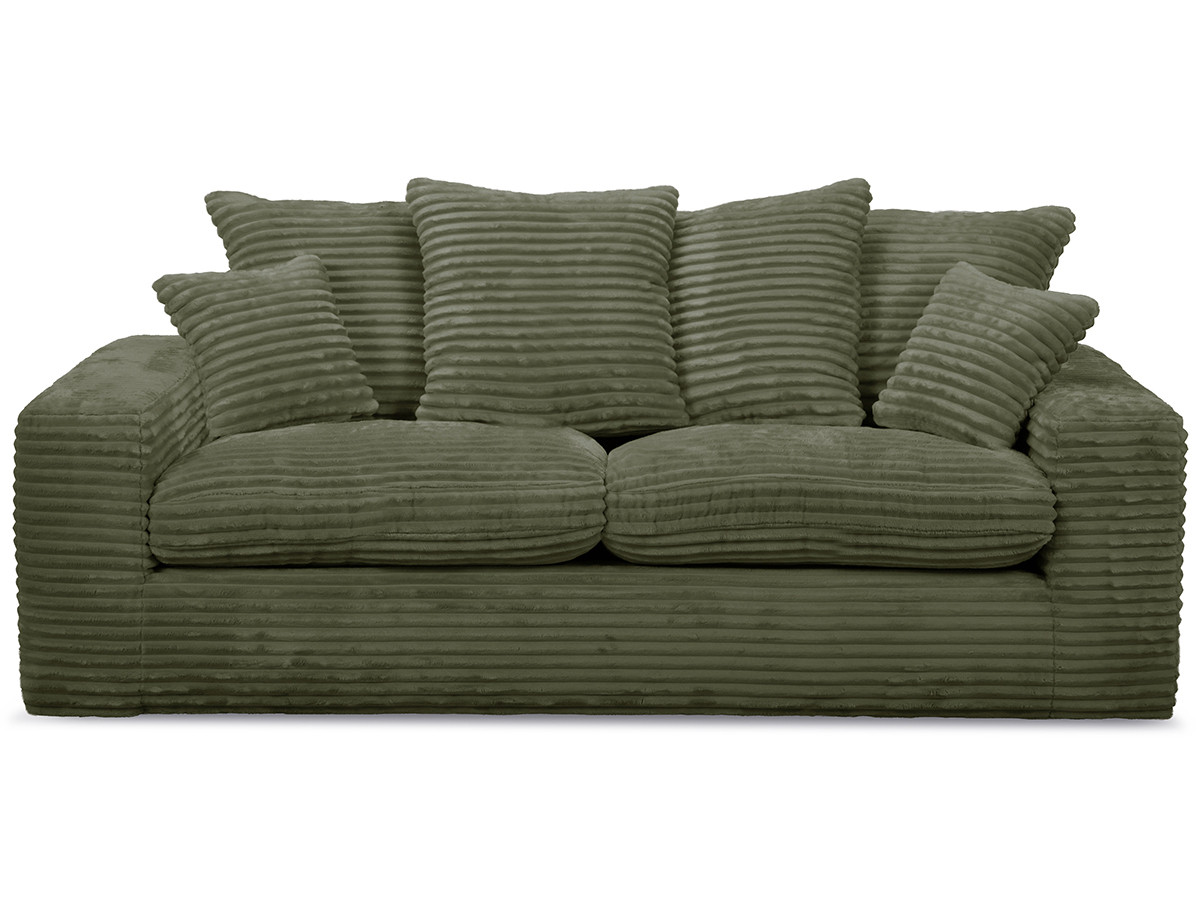 Canapé droit 2 places NEVADA gros côtelé doux vert — vue 3