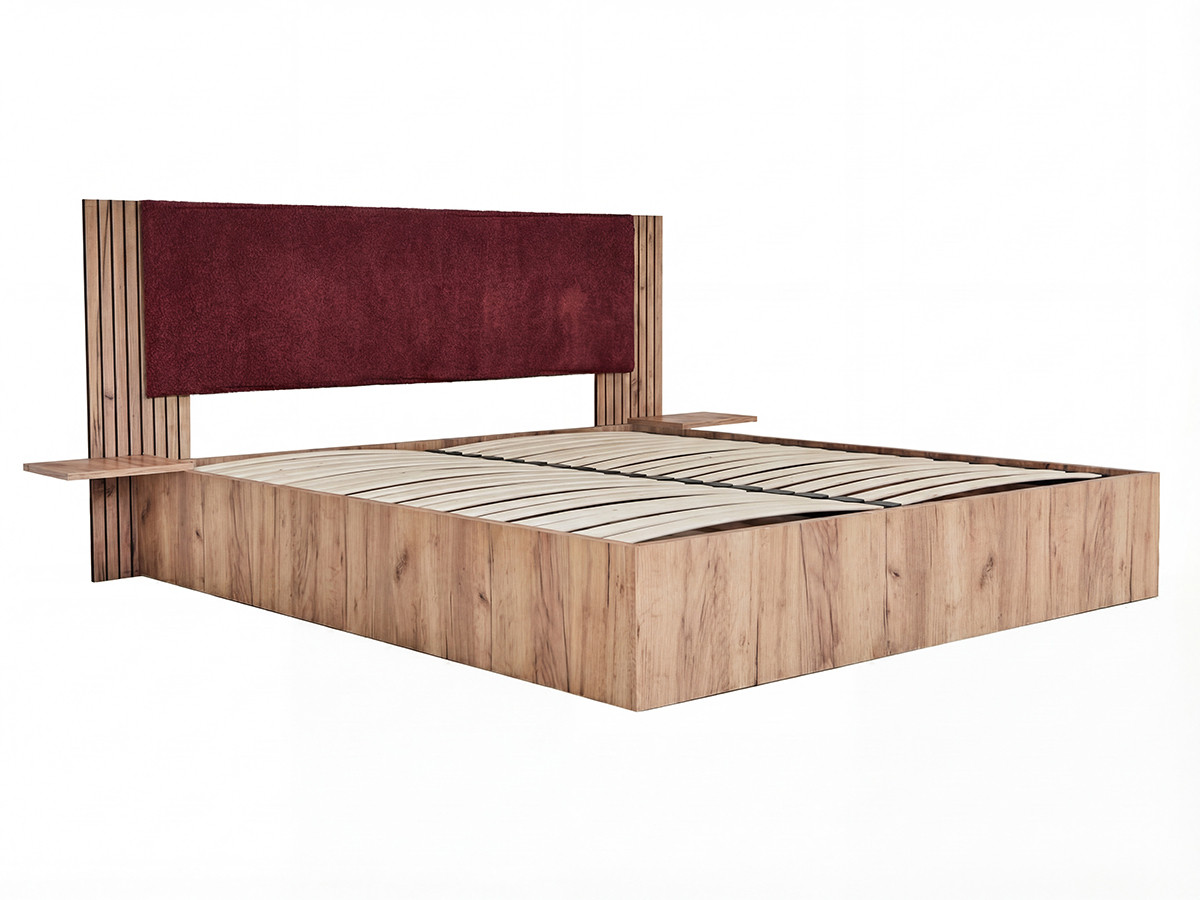 Lit coffre LIOR avec chevets intégrés rouge — vue 3