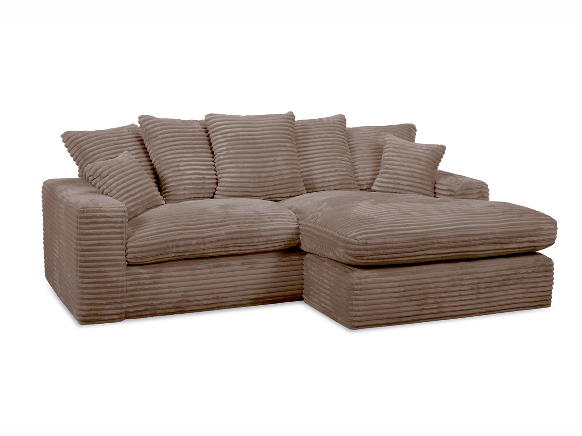 Canapé d'angle réversible compact NEVADA gros côtelé doux taupe — vue 6