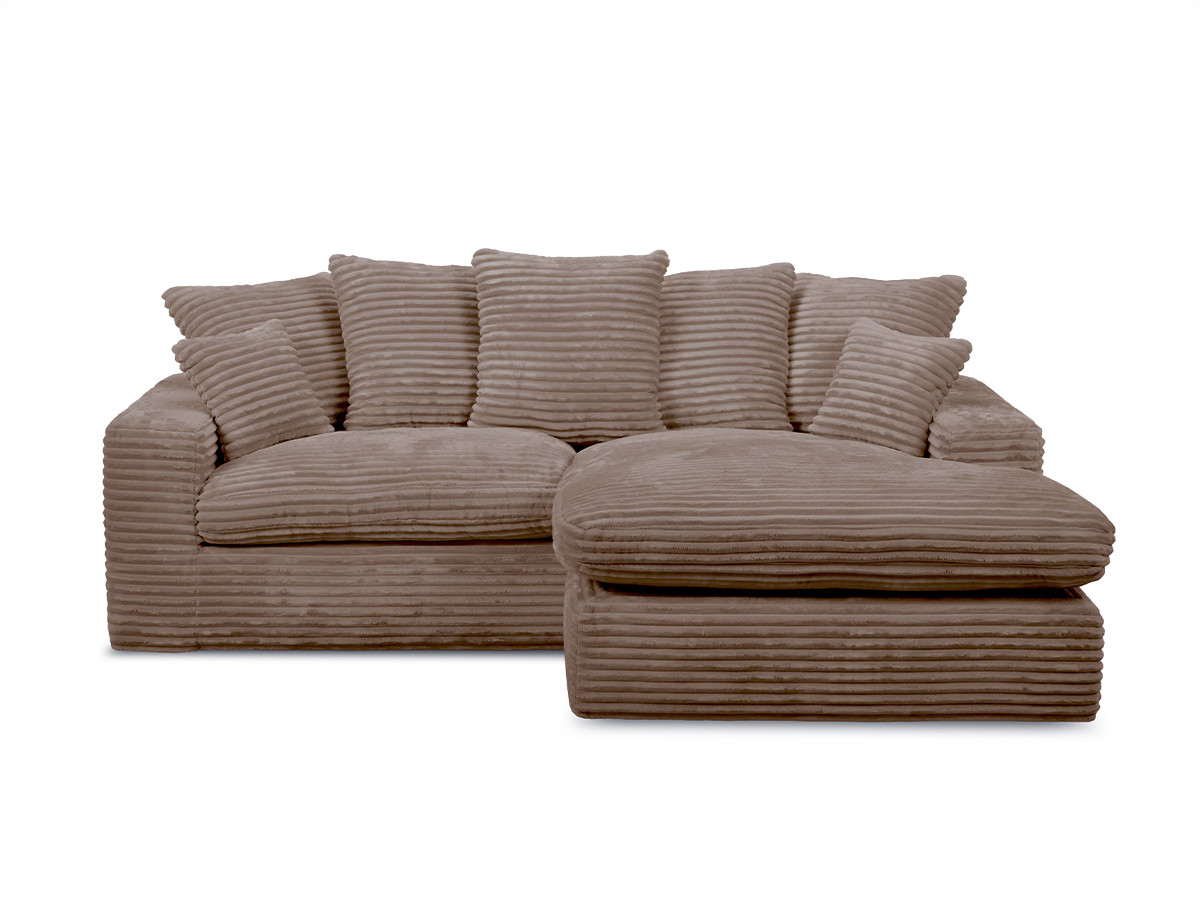 Canapé d'angle réversible compact NEVADA gros côtelé doux taupe — vue 3