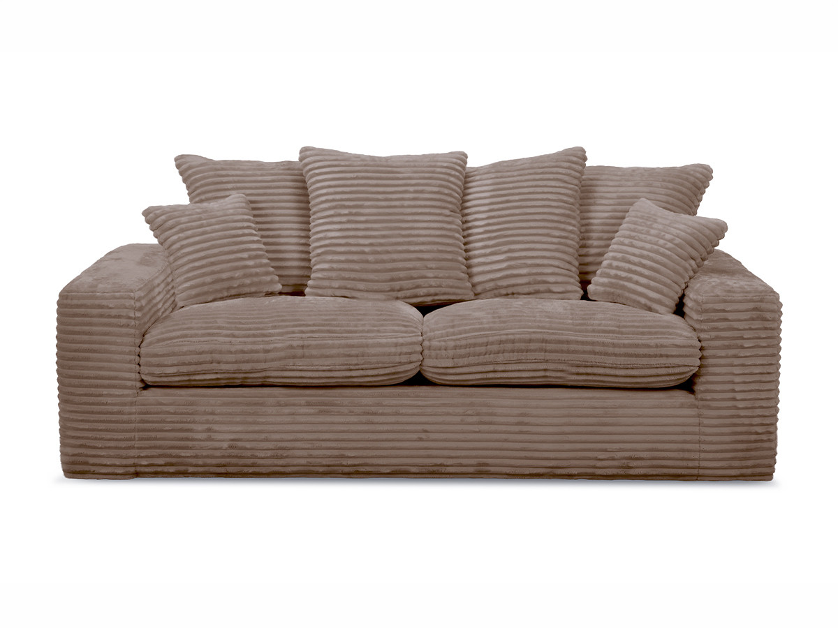 Canapé droit 2 places NEVADA gros côtelé doux taupe — vue 3