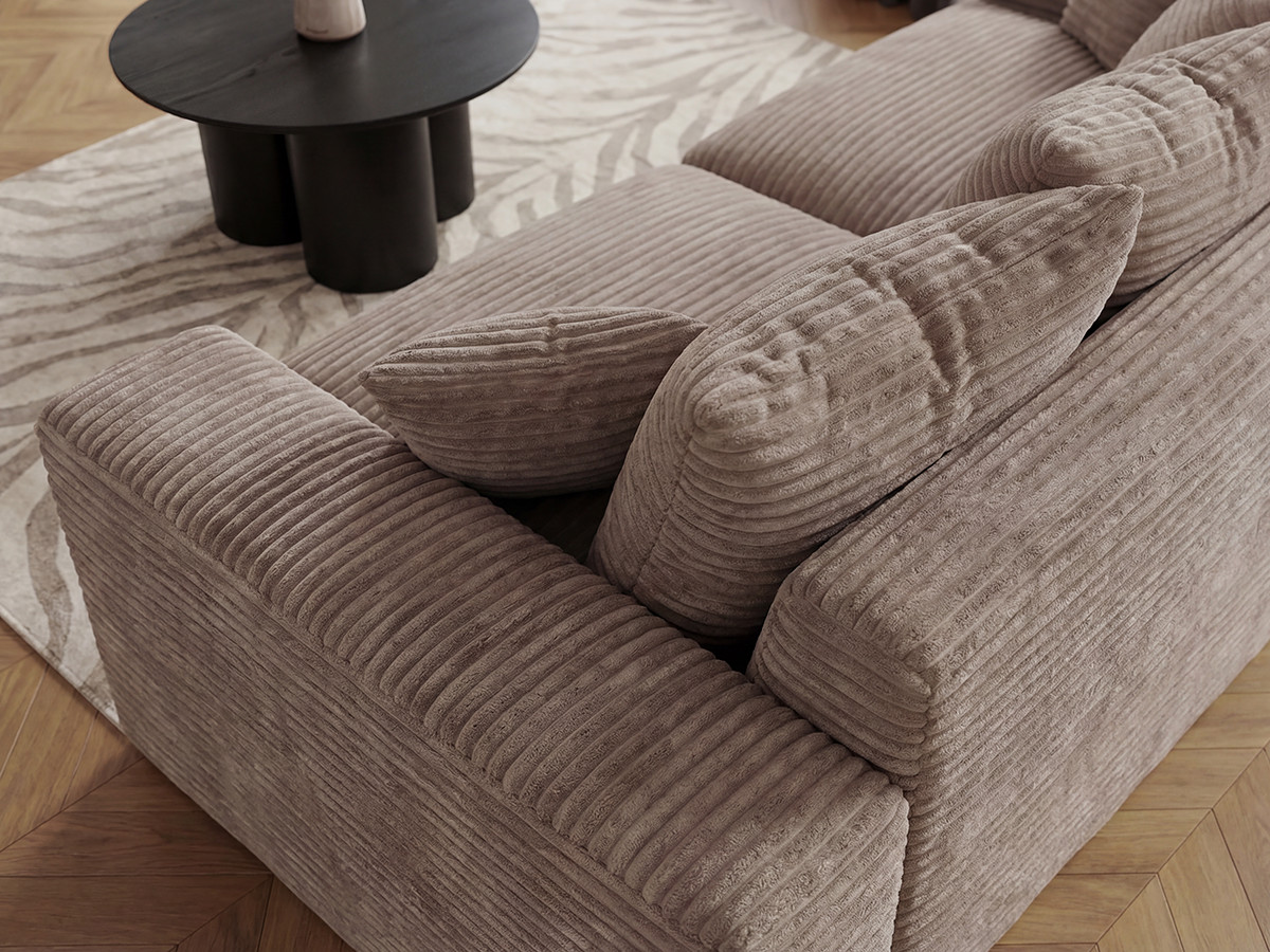 Canapé droit 2 places NEVADA gros côtelé doux taupe — vue 5